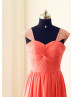 Coral Beaded Chiffon Corset Back Bridesmaid Dress